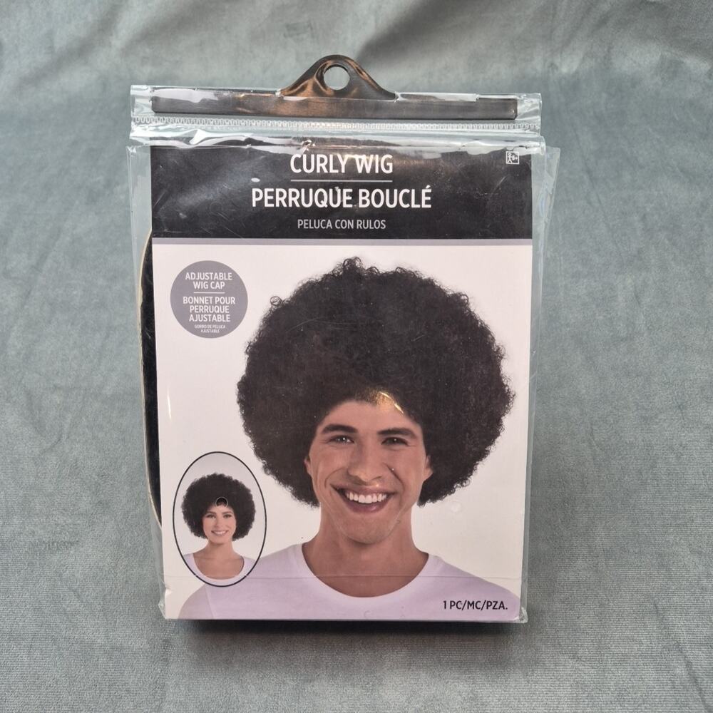 Curly Adjustable Wig Cosplay Halloween Dress Up Black